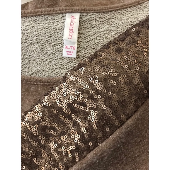 NWT ROSE GOLD SEQUIN LONG SLEEVE HOLIDAY KNIT TOP - Picture 4 of 4